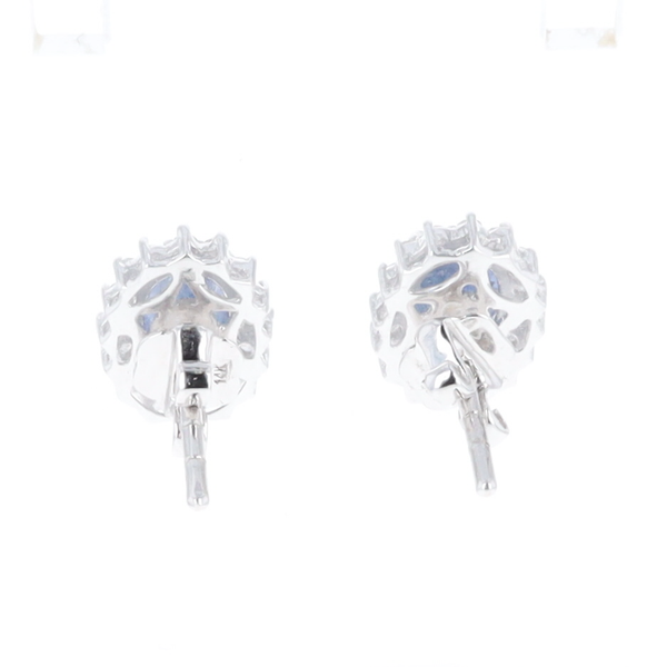 Oval Blue Sapphire Earrings With Halo