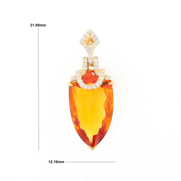 Citrine Pendant with Diamond Bail