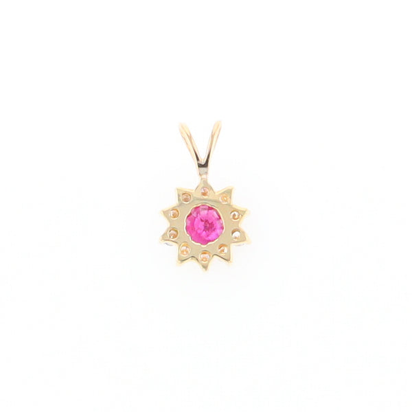 Ruby Pendant with Diamond Halo