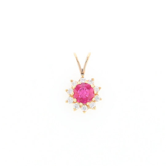 Ruby Pendant with Diamond Halo