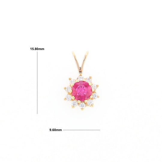 Ruby Pendant with Diamond Halo