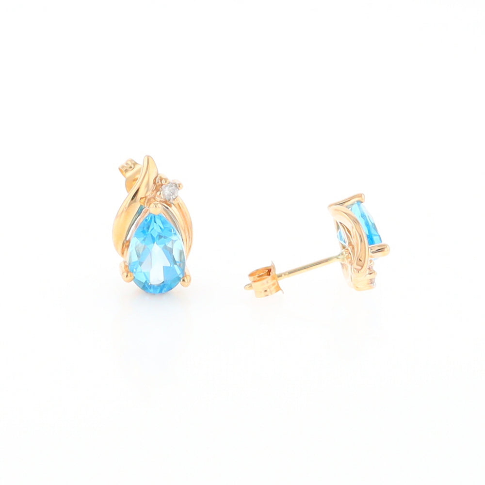 Blue Topaz Diamond Stud Earrings