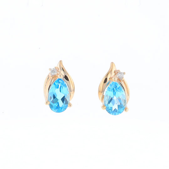 Blue Topaz Diamond Stud Earrings