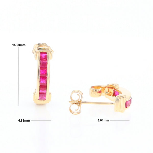 Channel Ruby Semi-Hoop Earrings