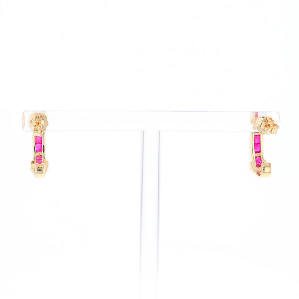 Channel Ruby Semi-Hoop Earrings