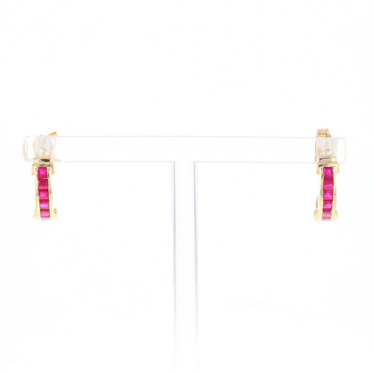 Channel Ruby Semi-Hoop Earrings