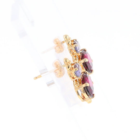 Garnet & Amethyst Dangle Earrings