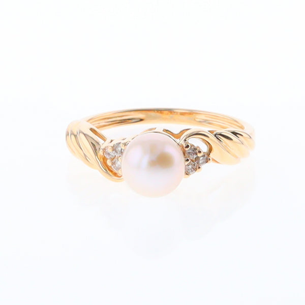 Pearl and Diamond Twist Ring