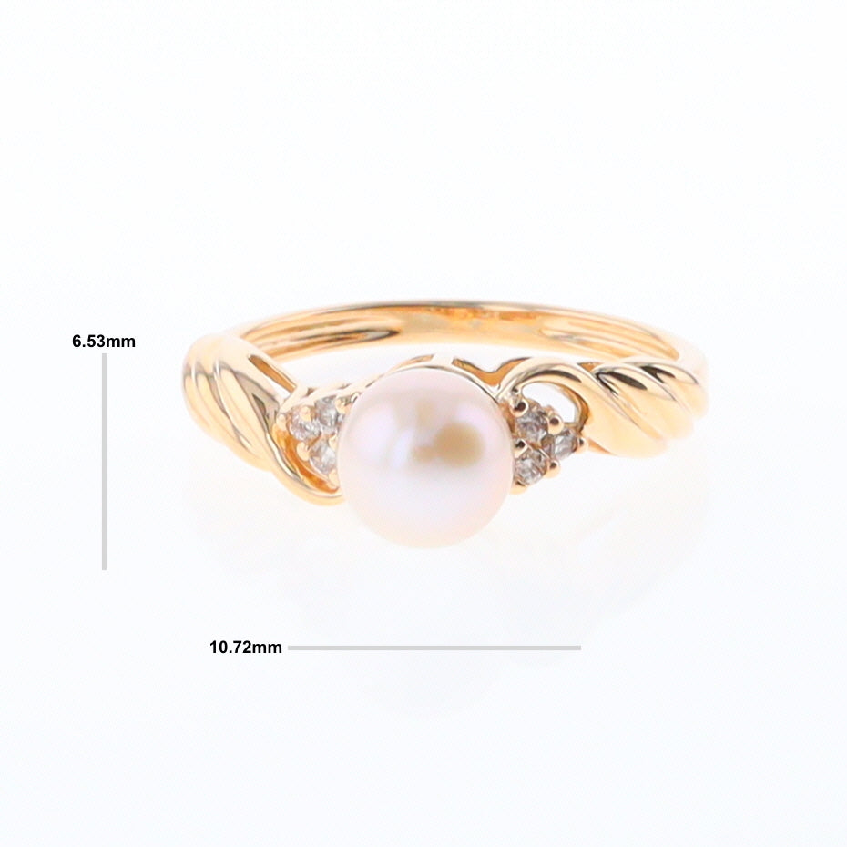 Pearl and Diamond Twist Ring