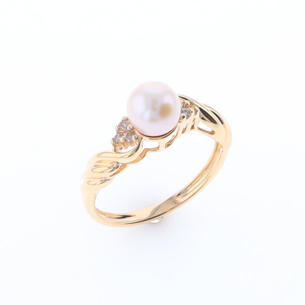 Pearl and Diamond Twist Ring