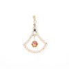 Vintage Buttercup Dangle Ruby Scrollwork Pendant