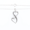 Blue and White Diamond Double Open Heart Pendant with 16" Singapore Chain