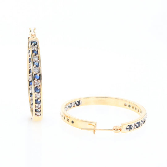 Sapphire & Diamond Hoop Earrings