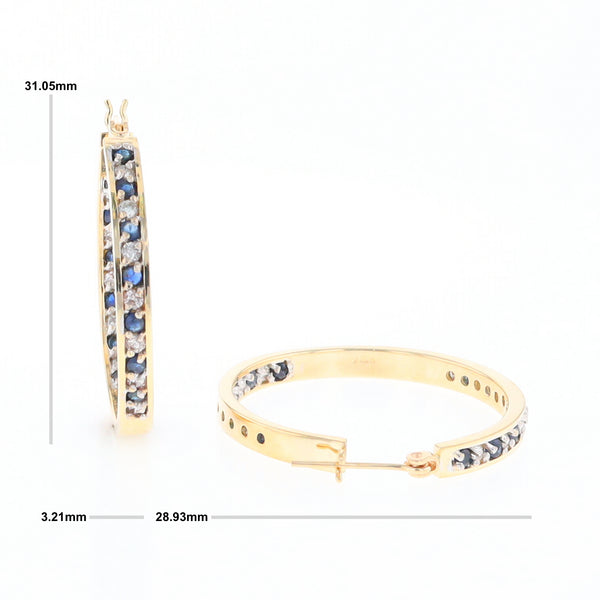 Sapphire & Diamond Hoop Earrings