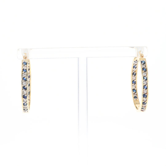 Sapphire & Diamond Hoop Earrings