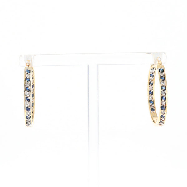 Sapphire & Diamond Hoop Earrings