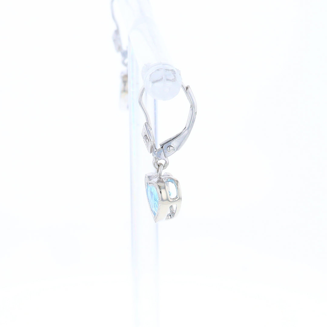 Blue Topaz Diamond Dangle Heart Earrings