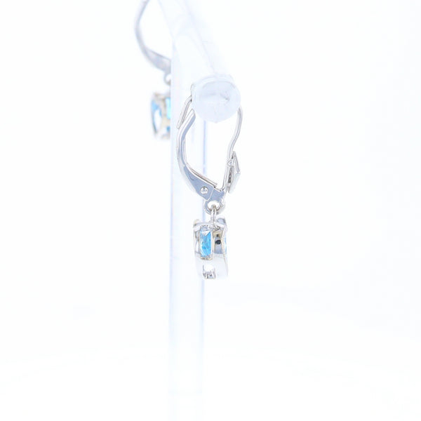 Blue Topaz Diamond Dangle Heart Earrings