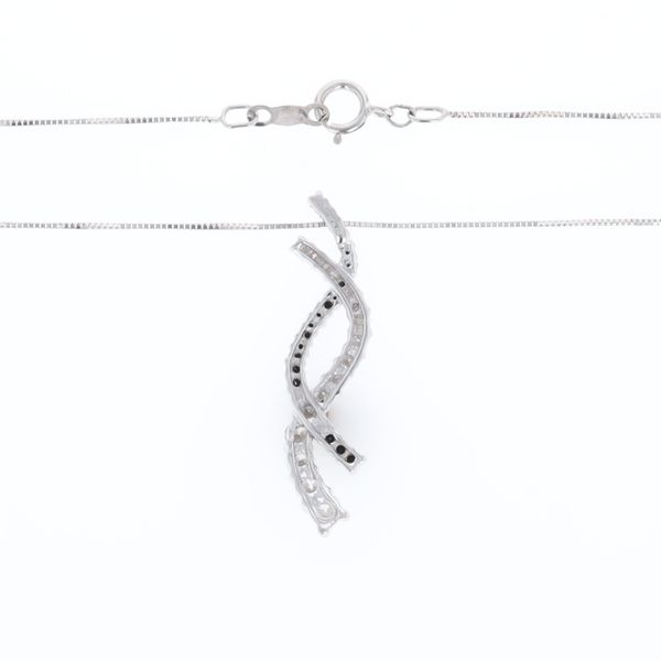 Ribbon Necklace With Black and White Diamonds