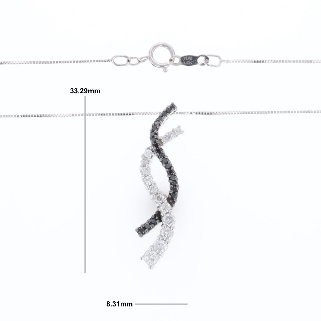 Ribbon Necklace With Black and White Diamonds