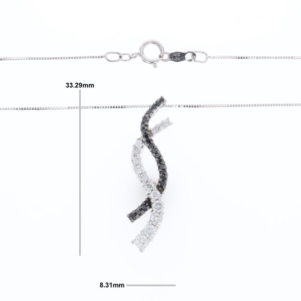 Ribbon Necklace With Black and White Diamonds