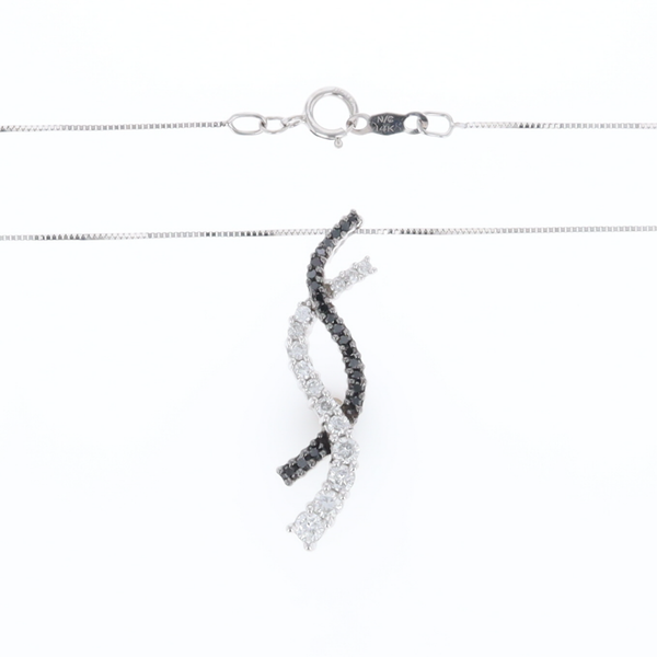 Ribbon Necklace With Black and White Diamonds