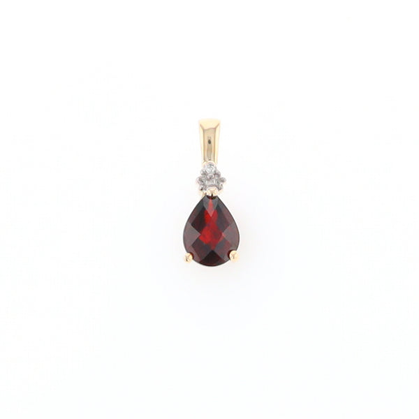 Pear Checkered Garnet Pendant