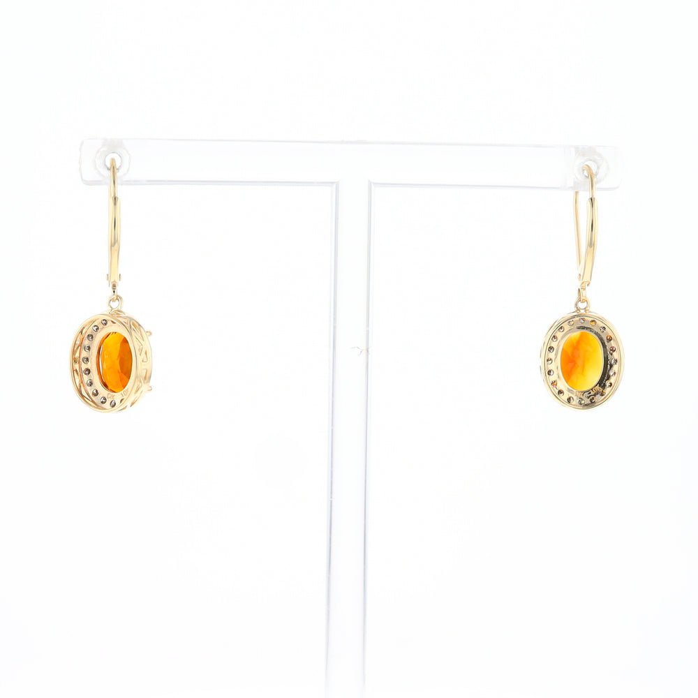 Citrine Diamond Halo Earrings