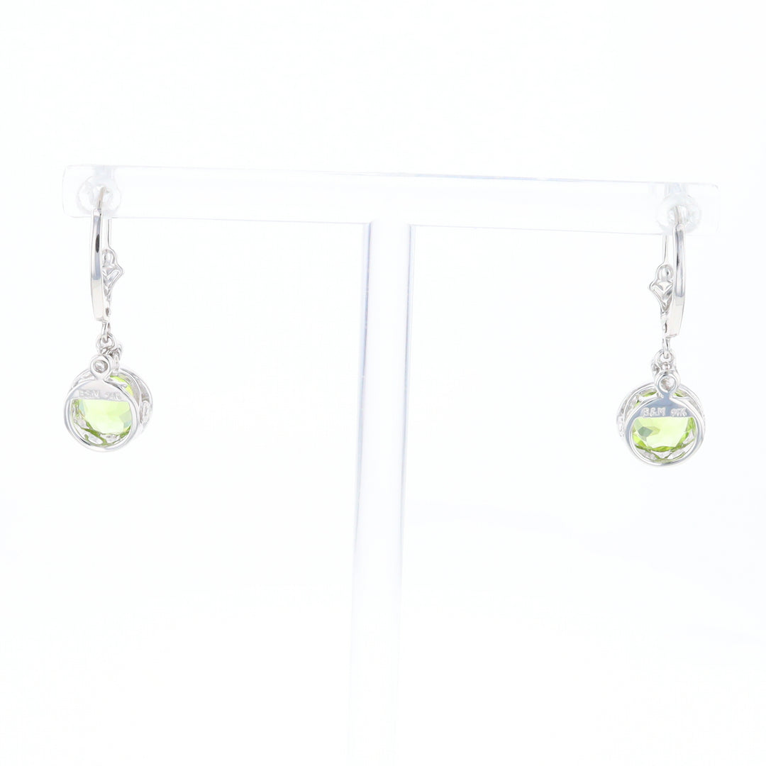 Peridot Dangle Earrings with Diamond Accents