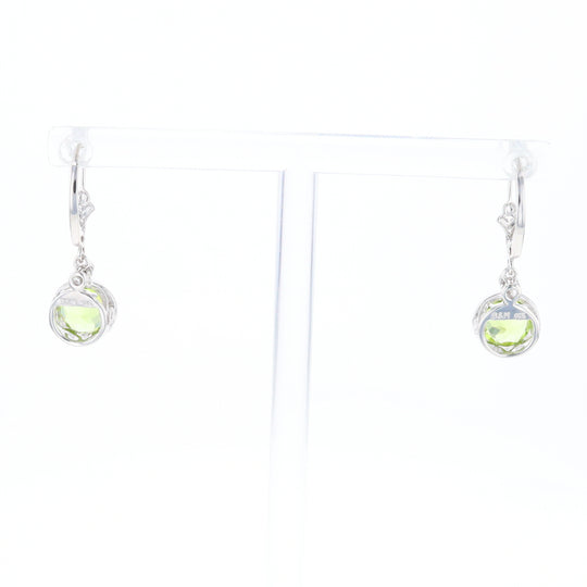 Peridot Dangle Earrings with Diamond Accents