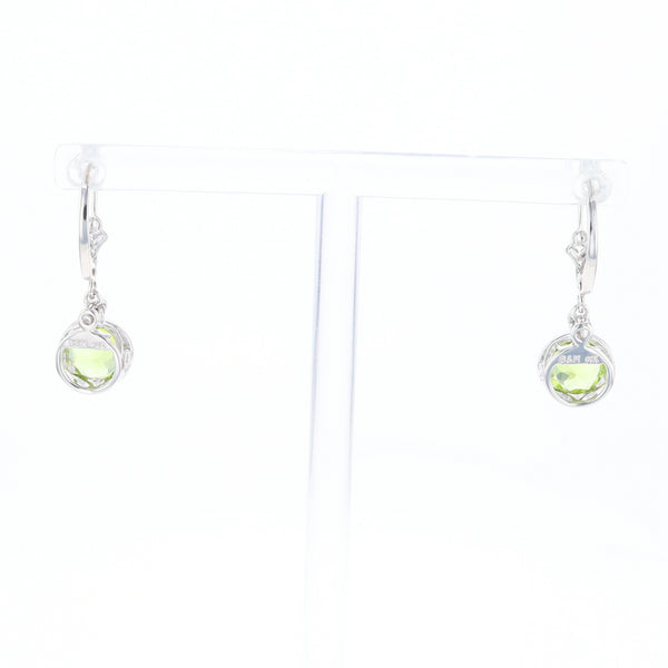 Peridot Dangle Earrings with Diamond Accents