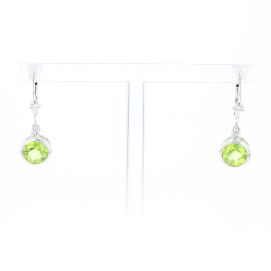Peridot Dangle Earrings with Diamond Accents