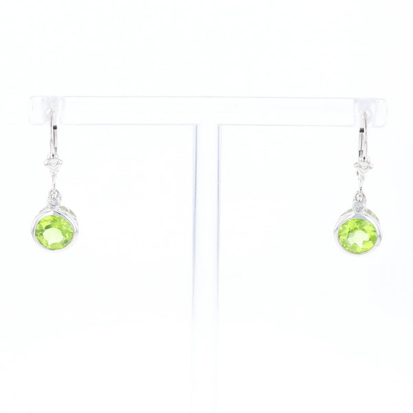 Peridot Dangle Earrings with Diamond Accents