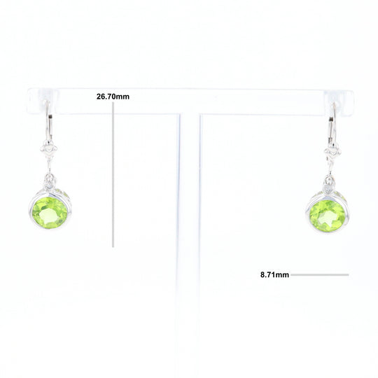 Peridot Dangle Earrings with Diamond Accents