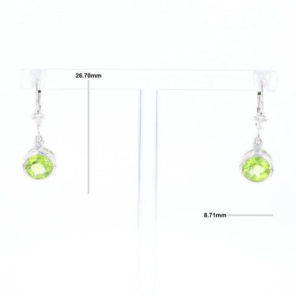Peridot Dangle Earrings with Diamond Accents
