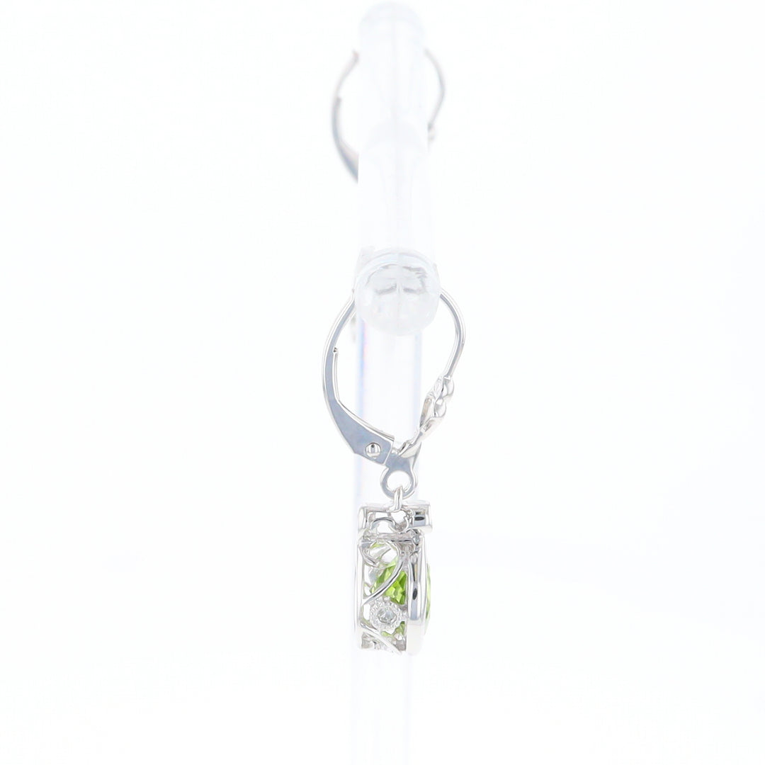 Peridot Dangle Earrings with Diamond Accents