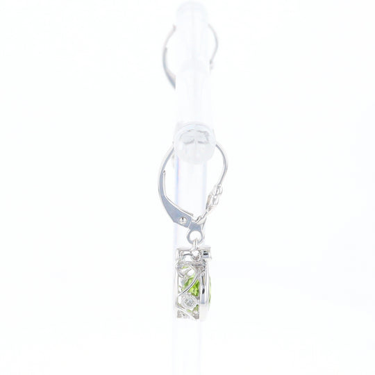 Peridot Dangle Earrings with Diamond Accents