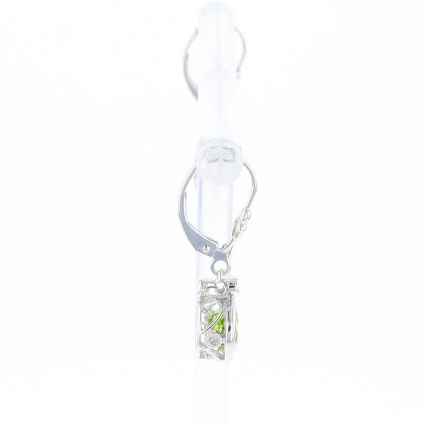 Peridot Dangle Earrings with Diamond Accents