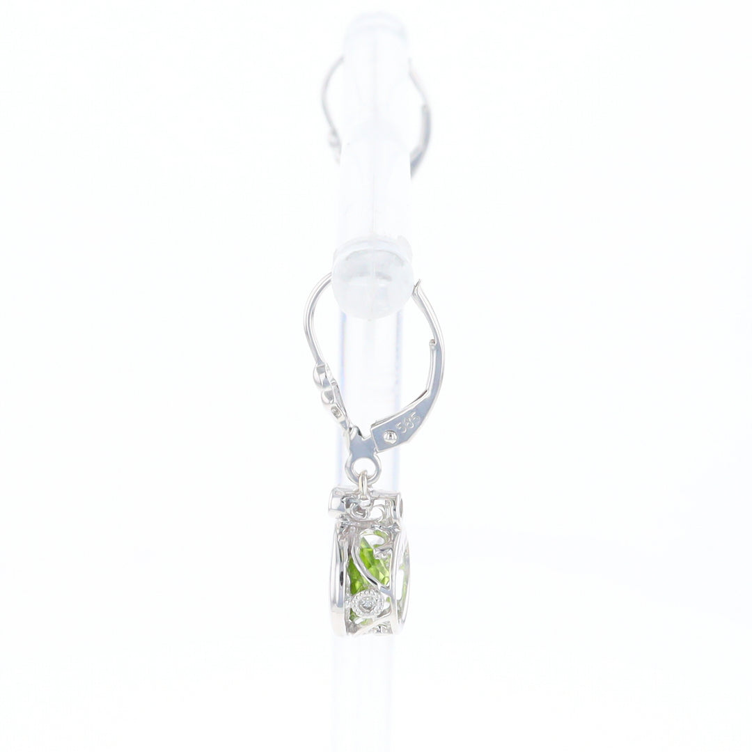 Peridot Dangle Earrings with Diamond Accents