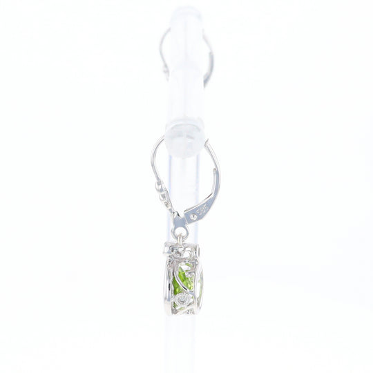 Peridot Dangle Earrings with Diamond Accents