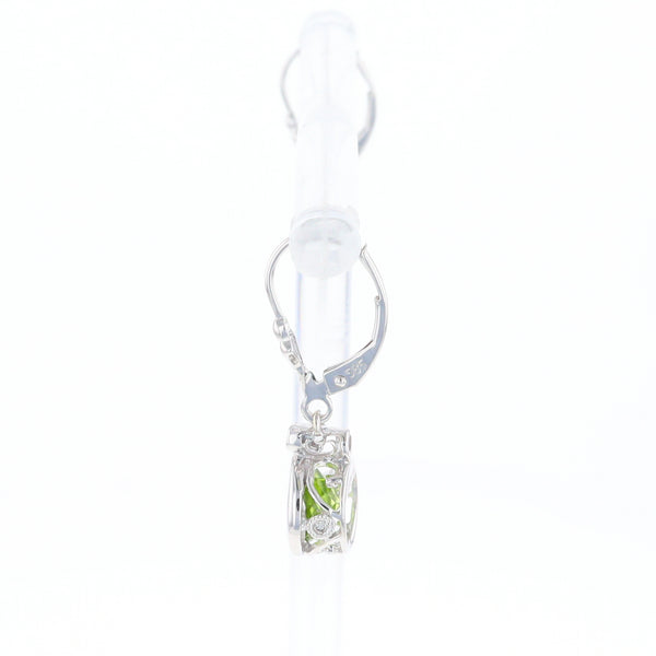 Peridot Dangle Earrings with Diamond Accents
