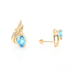 Blue Topaz Swirl Pear Stud Earrings