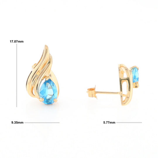 Blue Topaz Swirl Pear Stud Earrings