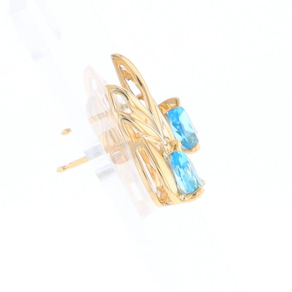 Blue Topaz Swirl Pear Stud Earrings