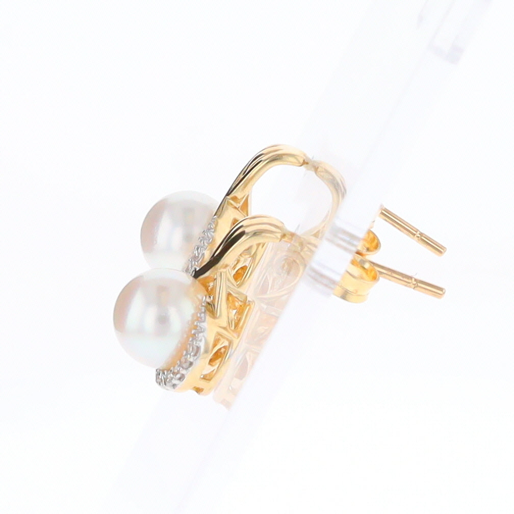 Pearl Drop Earrings with Diamond Halos