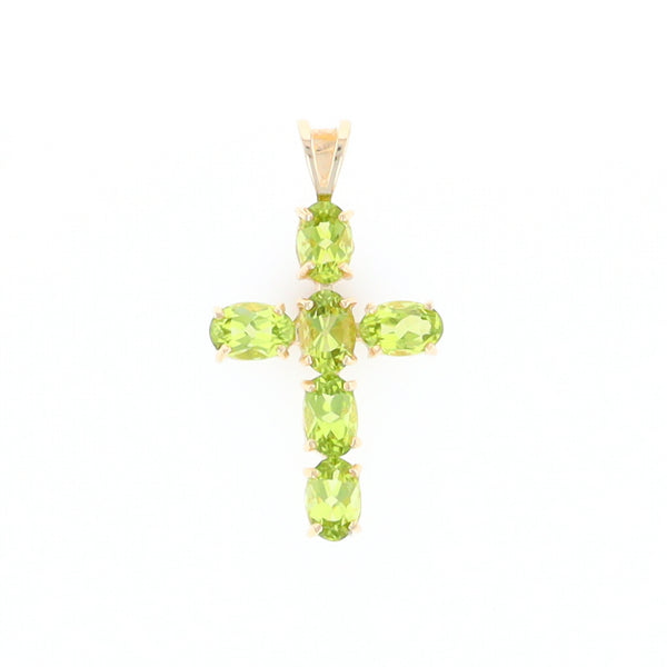 Oval Peridot Cross Pendant