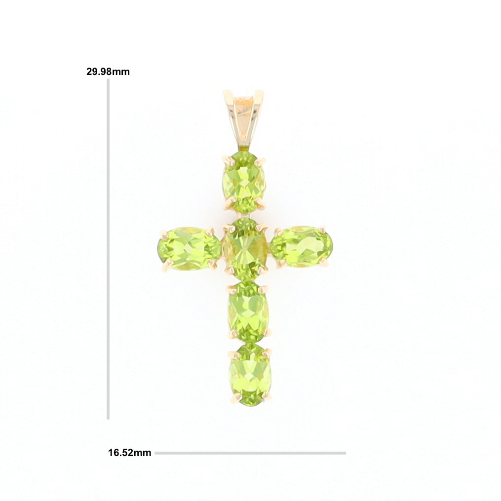 Oval Peridot Cross Pendant