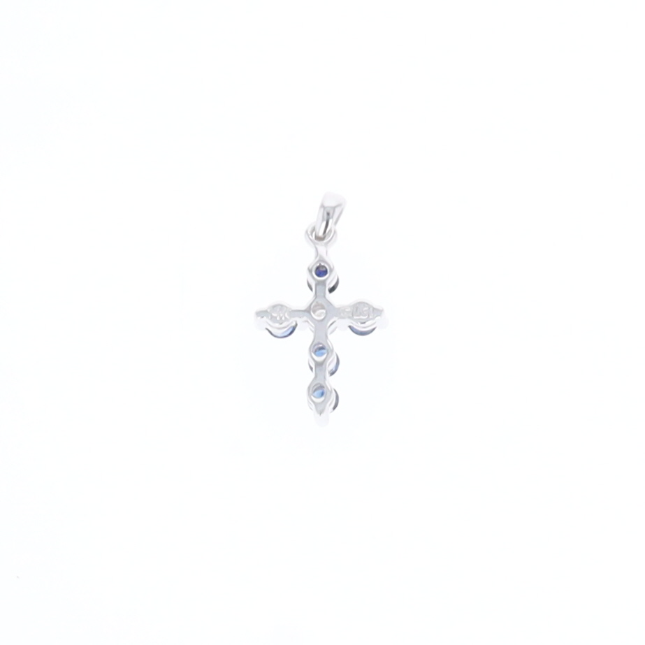 Small Blue Sapphire Cross Pendant