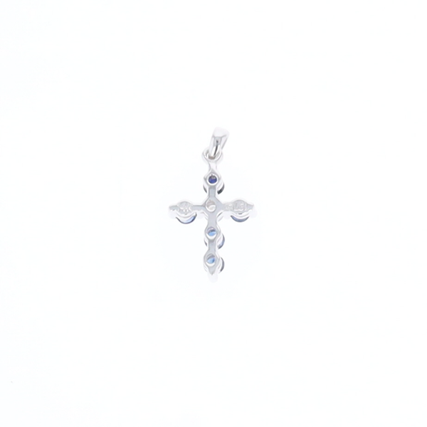 Small Blue Sapphire Cross Pendant