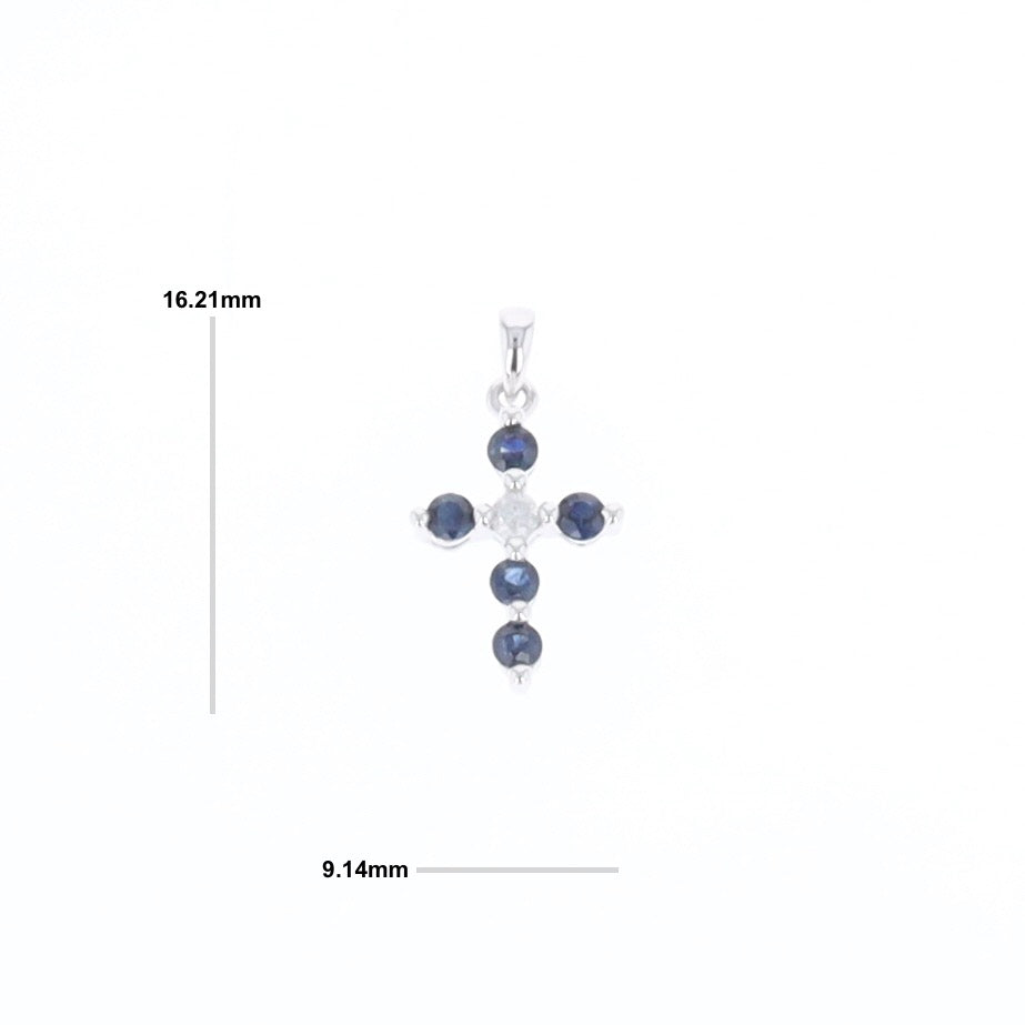 Small Blue Sapphire Cross Pendant